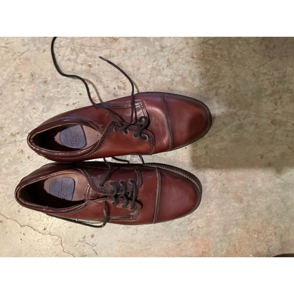 Bass Weejuns Logan Cap Toe Oxford 9.5M Brown Leather Dress Shoes